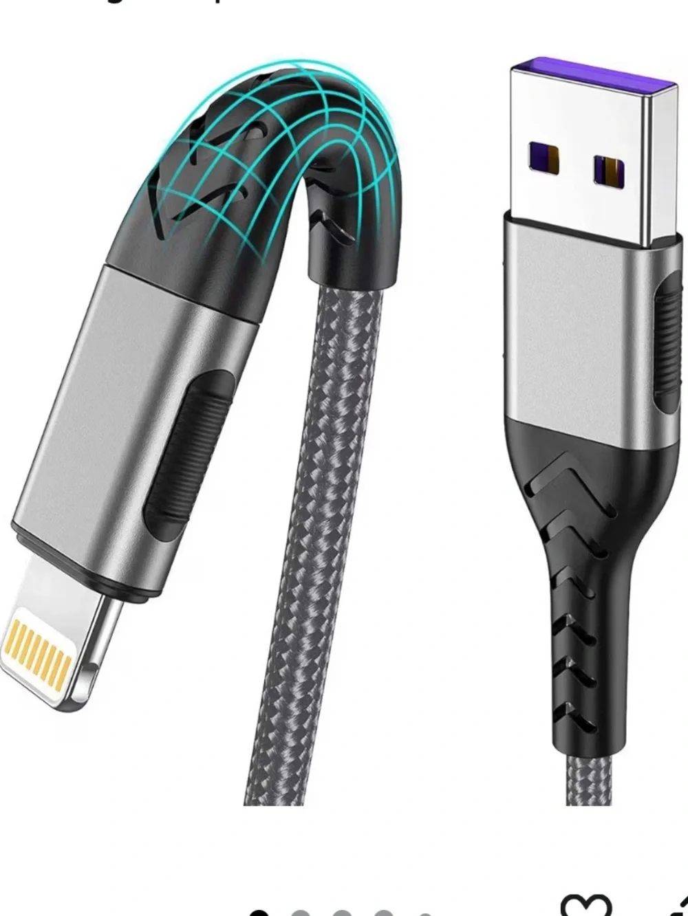 Lightning to USB Charging Cable 3-pack. Universal Braided – Gray